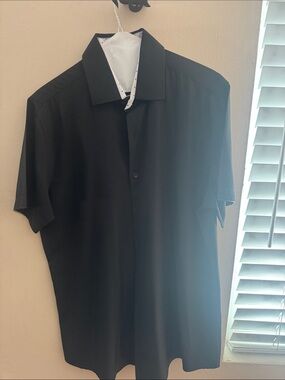 Tom Baine Slim Fit Black Short-Sleeve Men's Dress Shirt